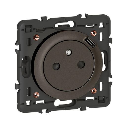 PRISE SURFACE CELIANE AVEC CHARGEUR USB EN FACE AVANT TYPE-C - 7,5W - GRAPHITE