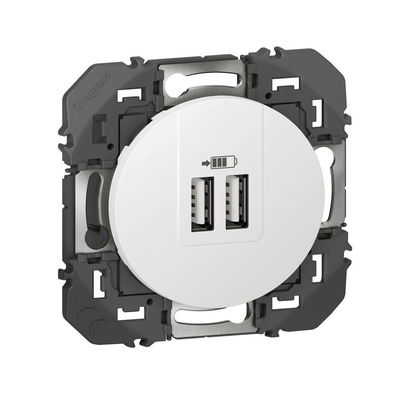 DOUBLE CHARGEUR USB TYPE-A DOOXIE 2,4A FINITION BLANC