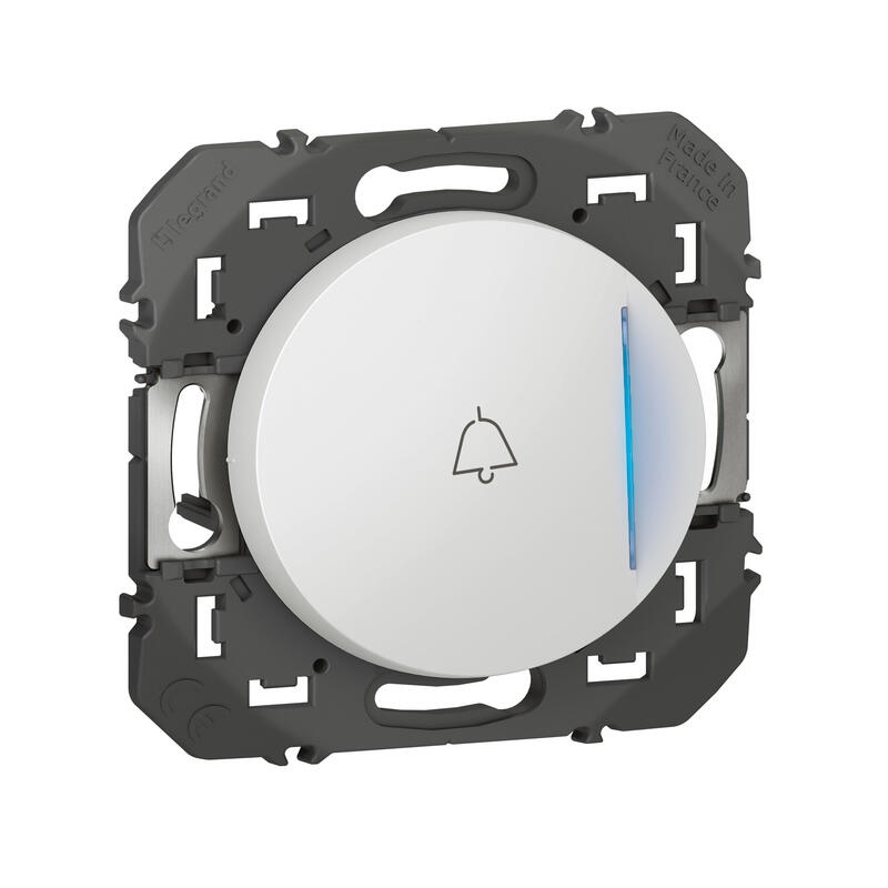 POUSSOIR SIMPLE VOYANT LUMINEUX MARQUAGE SONNETTE DOOXIE 6A 250V~ FINITION BLANC