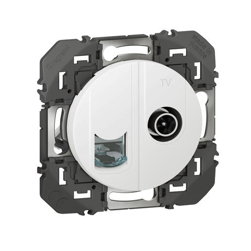 PRISE TV + RJ45 CATEGORIE6 STP COMPACTE DOOXIE FINITION BLANC