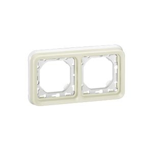 69694 PLAQUE + SUPPORT 2POSTES HORIZONTAL BLANC