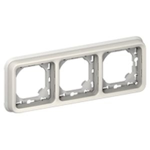69698 PLAQUE + SUPPORT 3POSTES HORIZONTAL BLANC