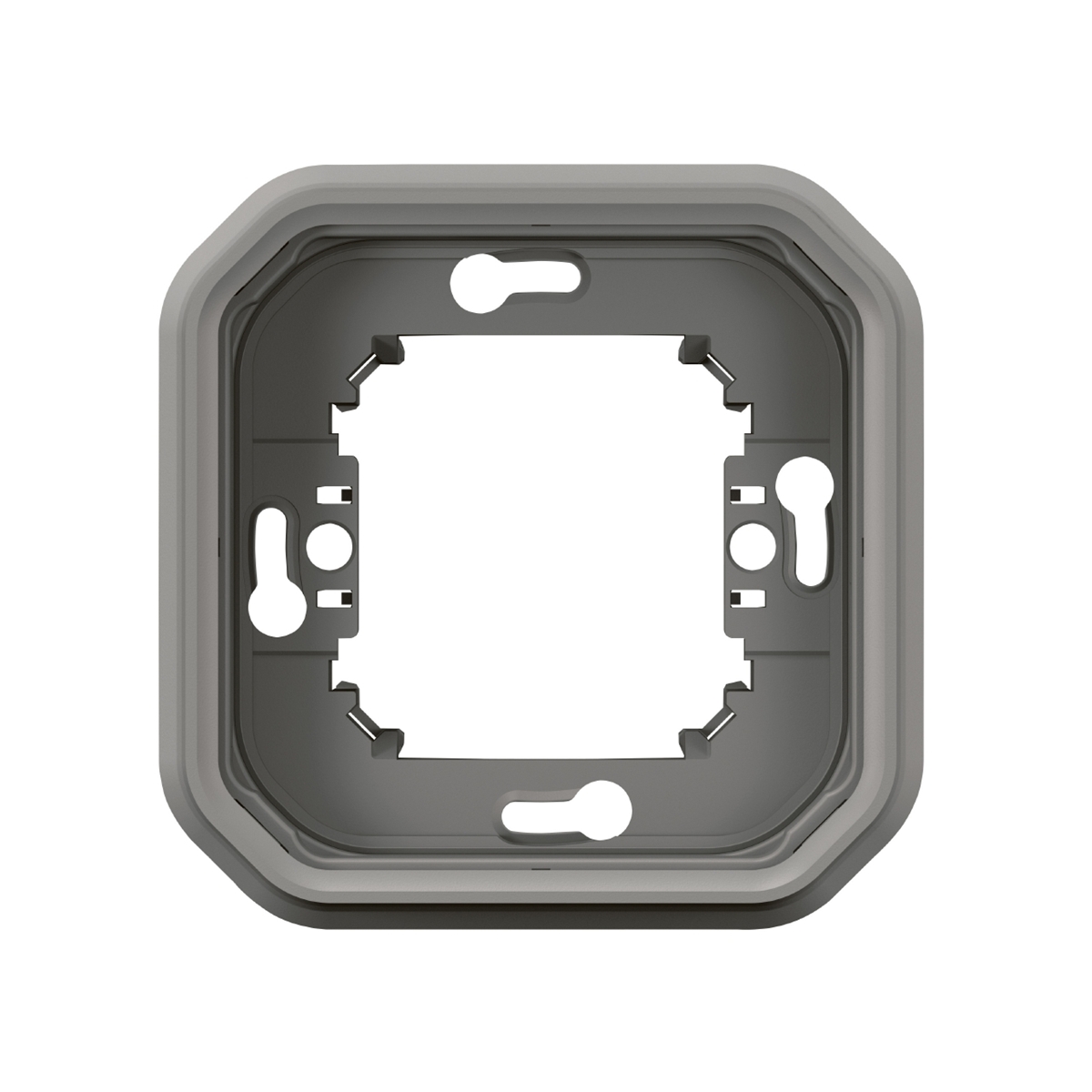 SUPPORT PLAQUE ENCASTRE 1 POSTE PLEXO GRIS