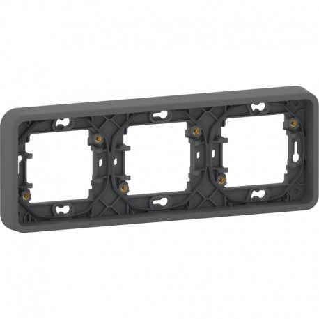 CADRE 3 POSTES HORIZONTAUX GRIS ANTRACITE ENCASTRE MUREVA STYL