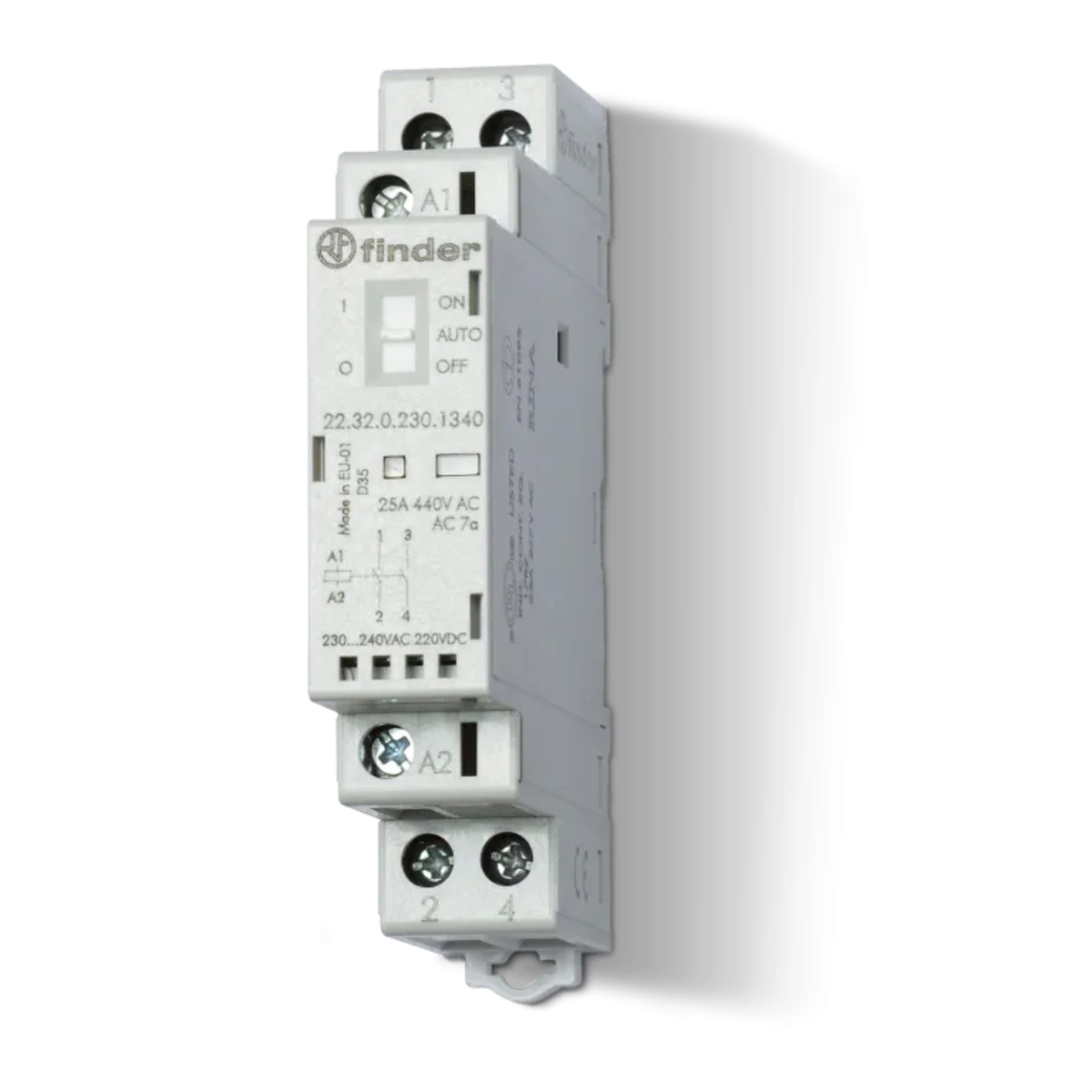 CONTACTEUR 1NO + 1NC 25A 230V AC/DC, AGSNO2, INDICATEUR MECA + LED