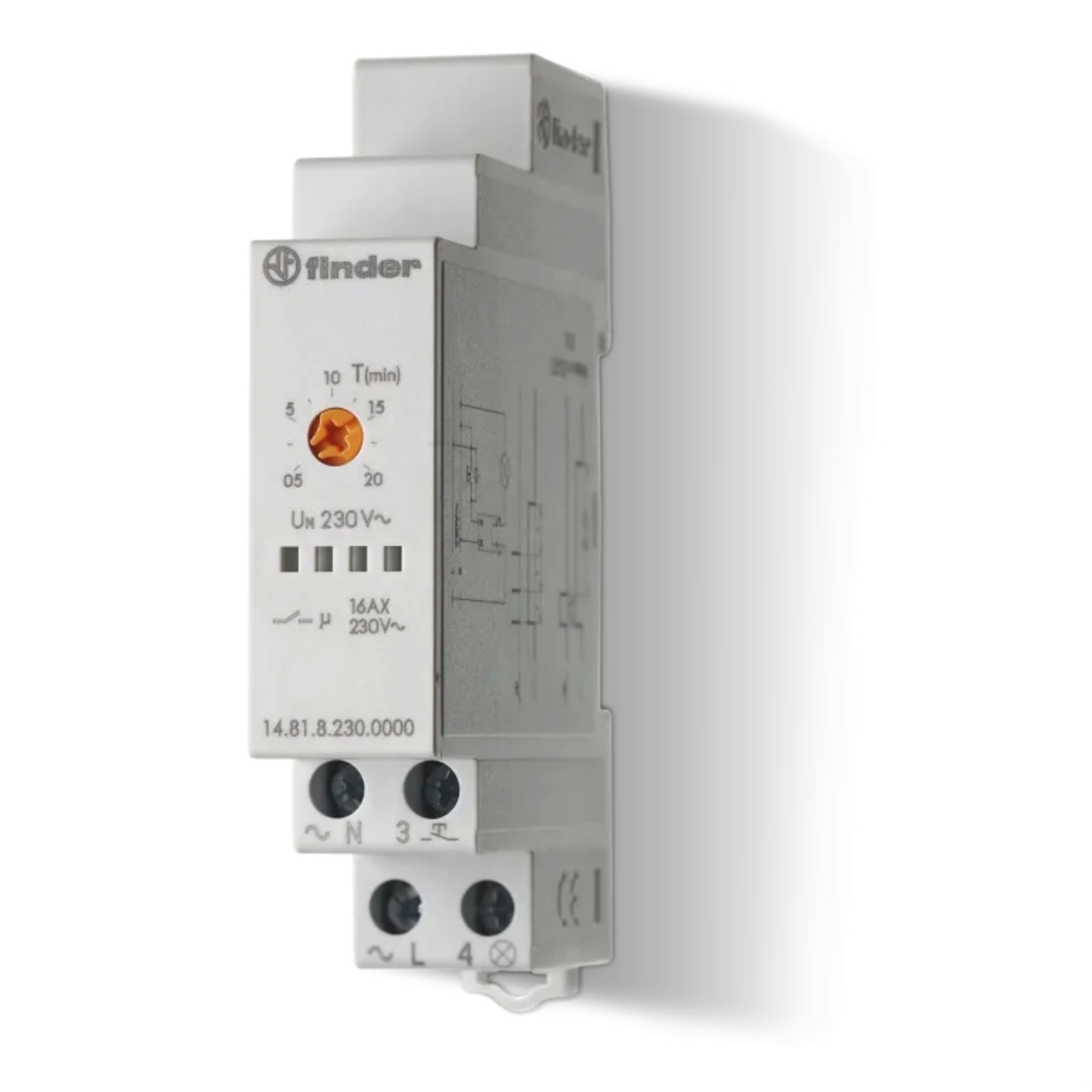 MINUTERIE CAGE D'ESCALIER MONOFONCTION 1NO 16A 230V AC, BORNES SUR LE MEME COTE