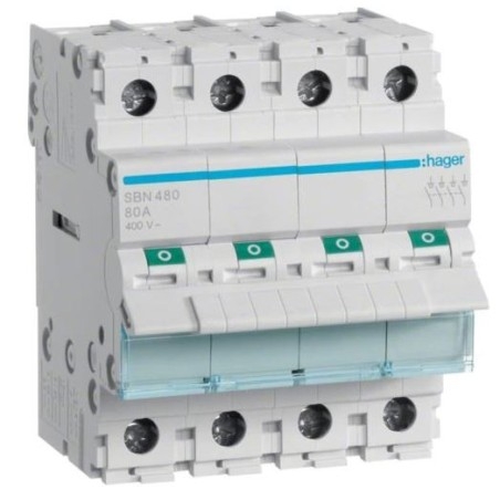 INTERRUPTEUR TETRAPOLAIRE 80A 400V + VOYANT MECANIQUE