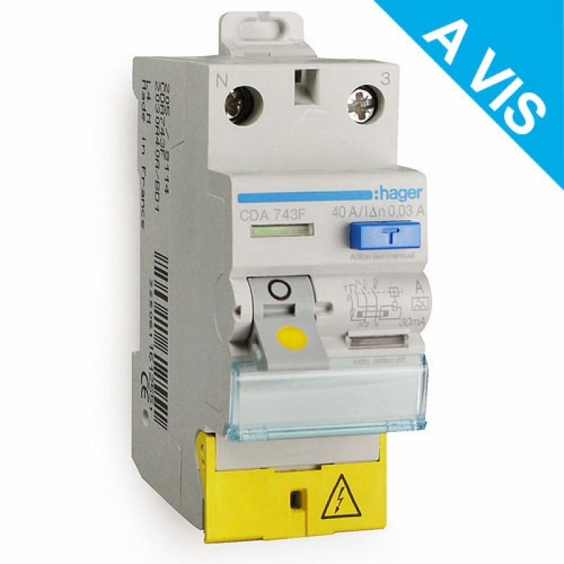 INTER DIFFERENTIEL 2P 40A 30MA TYPE A BORNES DECALEES