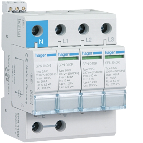 PARAFOUDRE MOYENNE PUISSANCE 3P+N 40KA AVEC RESERVE