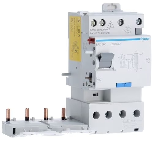 BLOC DIFFERENTIEL DBLE SORTIE 4P 63A 300MA TYPE AC