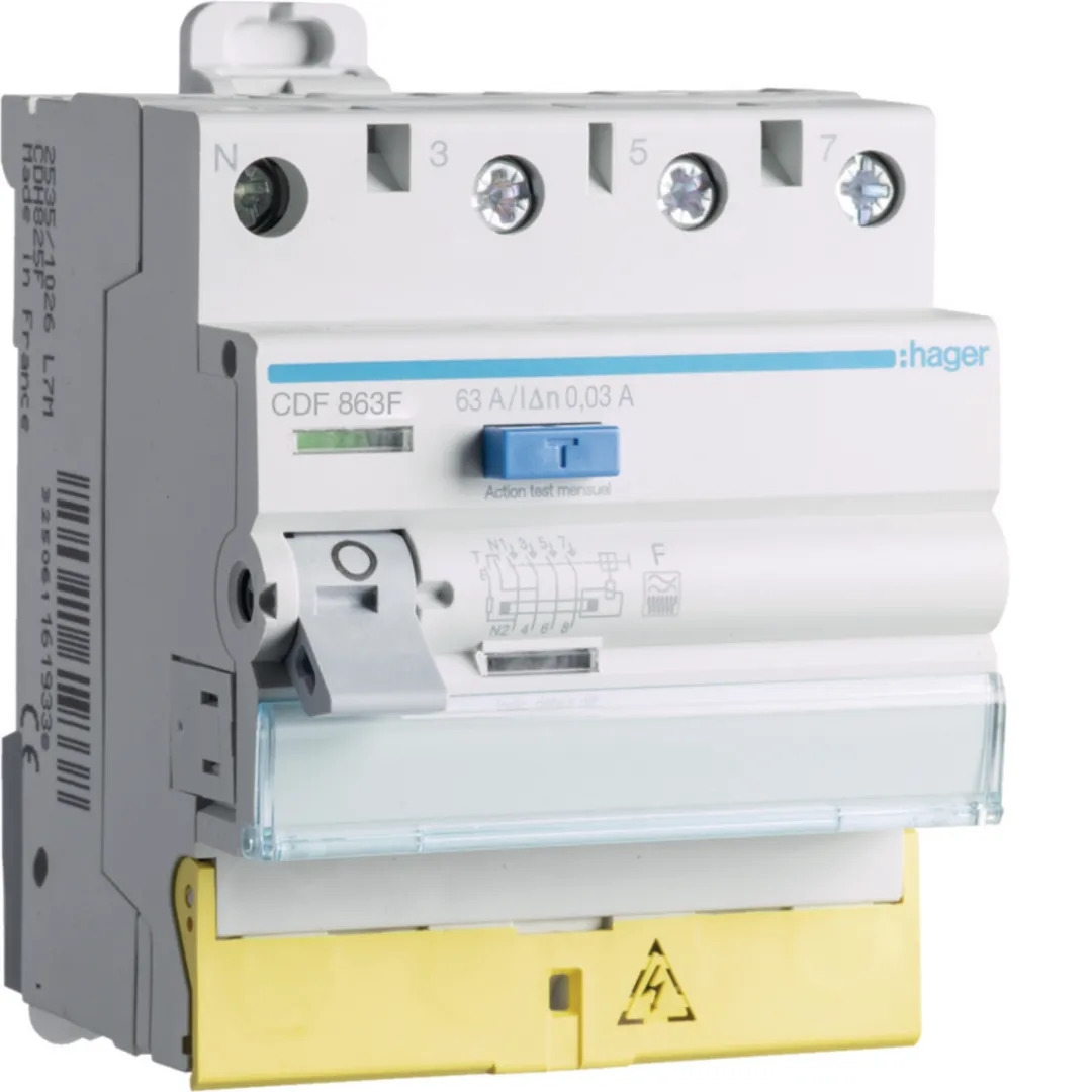 INTER DIFF 3P+N 63A 30MA TYPE F BORNES DECALEES