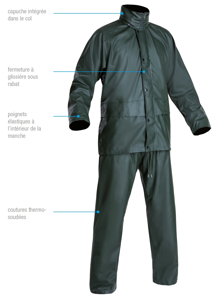 ENSEMBLE POLYUTRETHANE VERT VESTE ET PANTALON