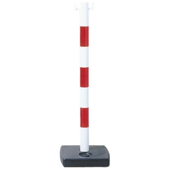 POTEAU BICOLORE SUPPORT DE CHAINE PIED CAOUTCHOUC HT 90CM