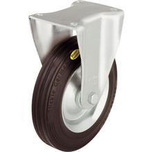 ROUE FIXE ROUE CAOUTCHOUC NOIR / MONTURE À PLATINE ZINGUÉE