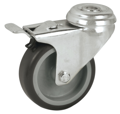 ROULETTE NOVOPLEX Ø75 OEIL 10 A BLOQUAGE CAOUTCHOUC GRIS CHARGE 40KG