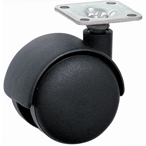 ROULETTE JUMELEX 42 PLATINE 38X38 PLASTIQUE NOIR