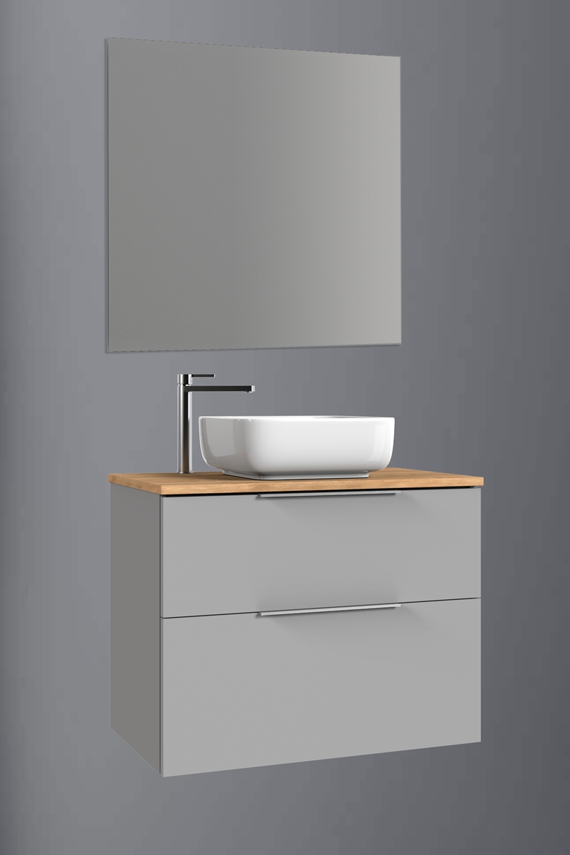 ENSEMBLE GALSAKY 100CM GRIS MAT 2T AVEC MIROIR