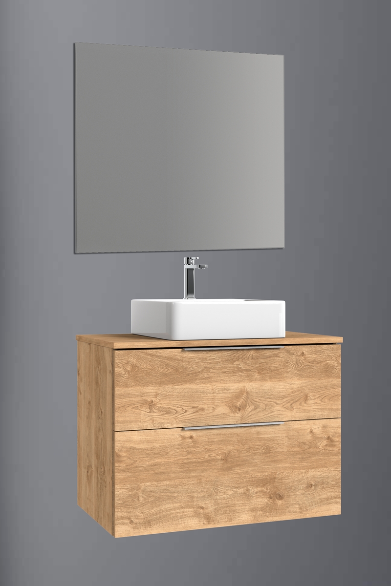 ENSEMBLE GALSAKY 140CM CHENE NATUREL 2T AVEC MIROIR