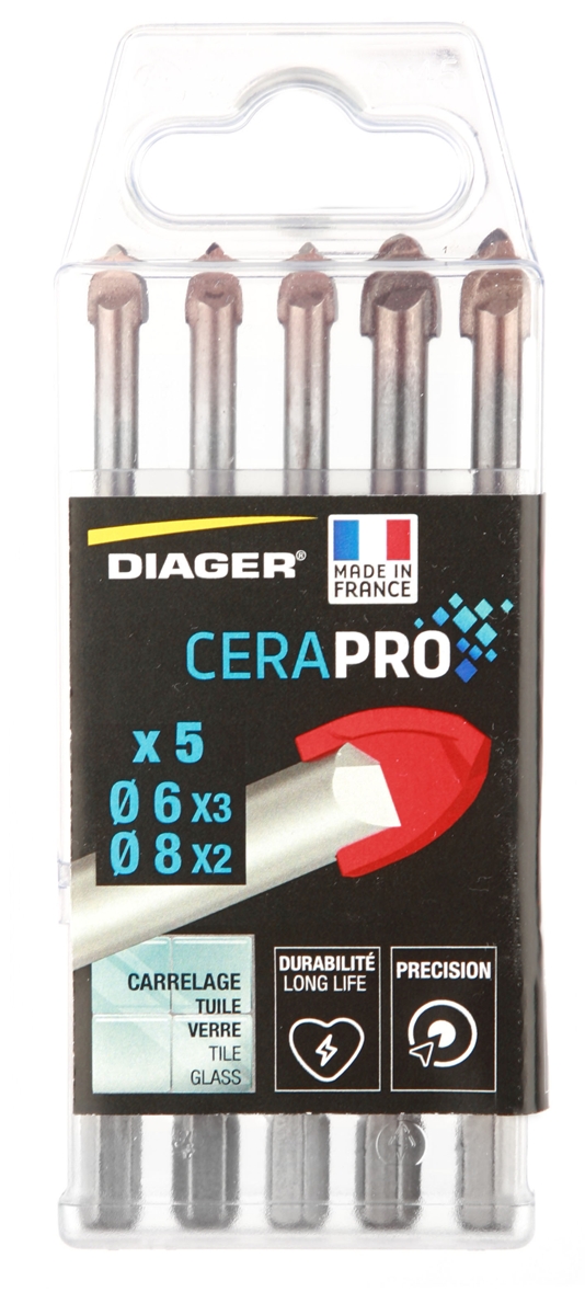 COFFRET DE 5 FORETS VERRE ET CARRELAGES 6 ET 8MM