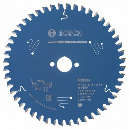 LAME SCIE CIRCULAIRE EXPERT PANNEAUX STRATIFIES HTE PRESSION 165X20X2,6MM 48D