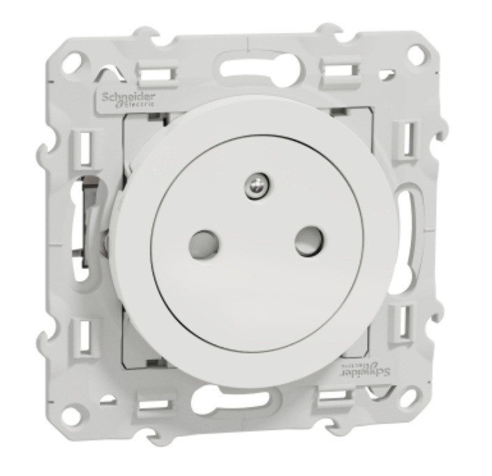 ODACE - PRISE DE COURANT 2P+T AFFLEURANTE - BLANC - AVEC GRIFFES