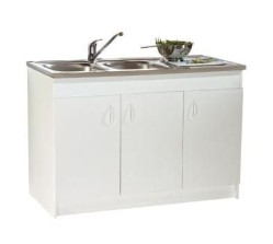 MEUBLE SOUS EVIER 120X60CM SIM'NF BLANC 3 PORTES