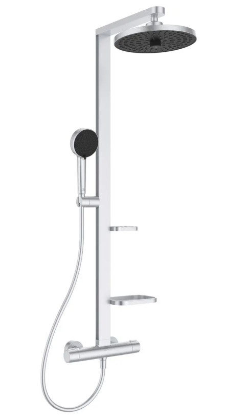 COLONNE CERATHERM ALU + ARGENT BROSSE THERMOSTATIQUE