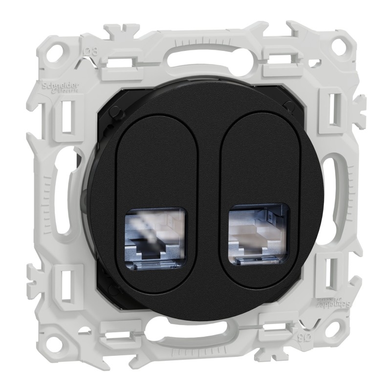 ODACE 2 - PRISE DBLE RJ45 CAT.6 STP (GRADE 2TV A GRADE 3TV) BLANC