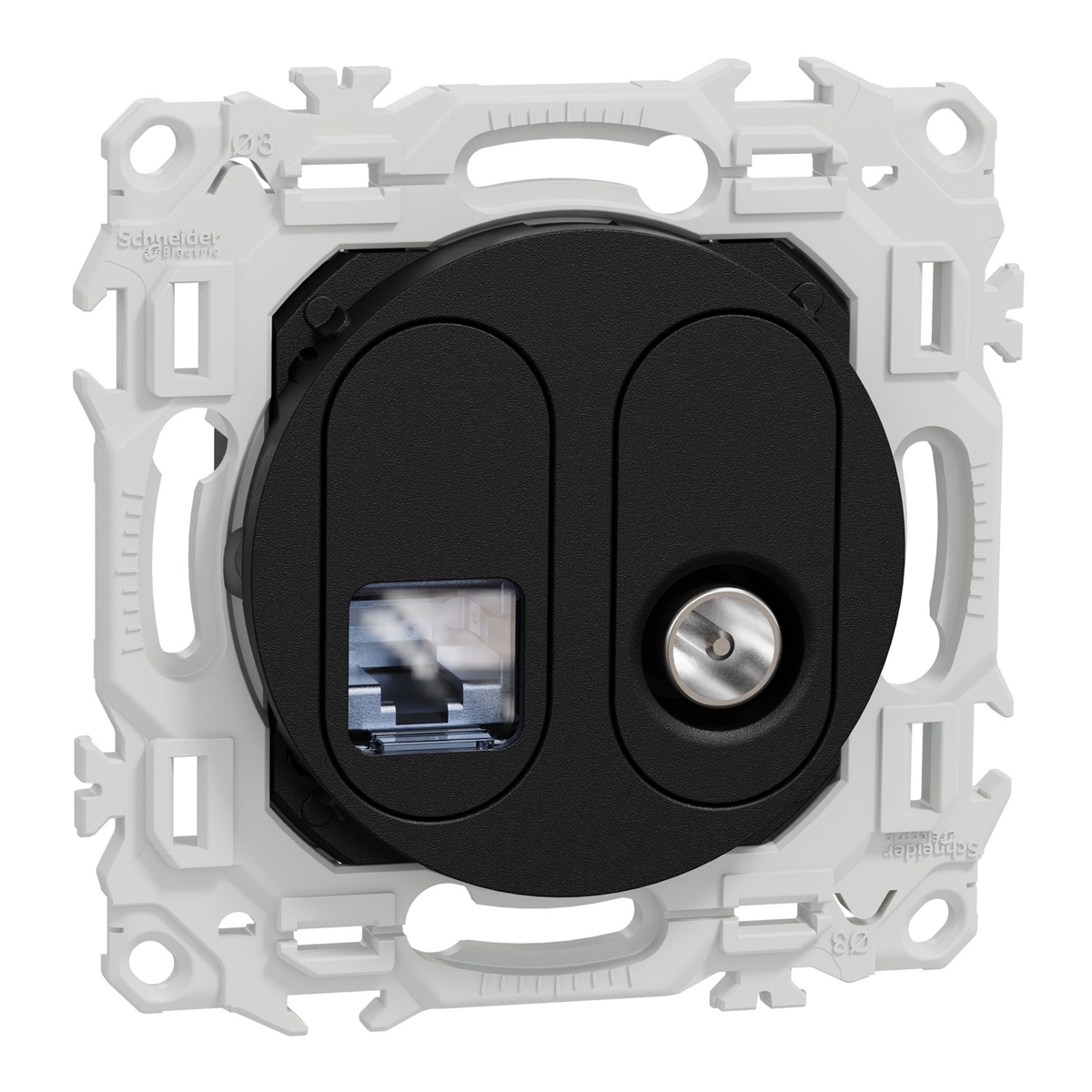 ODACE 2 - PRISE RJ45 CAT.6 STP + TV ANTHRACITE