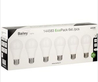 ECOPACK LOT 6PCS LED A60 E27 6W (45W) 550LM 840 OPALE