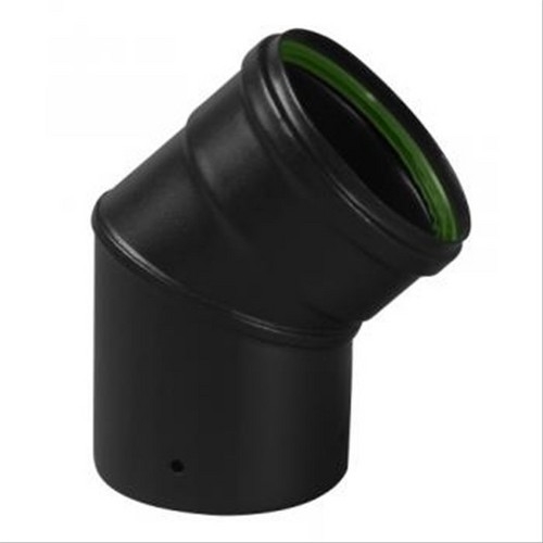 COUDE PELLETS 45° Ø 80 EMAIL NOIR MAT + JOINT VITON