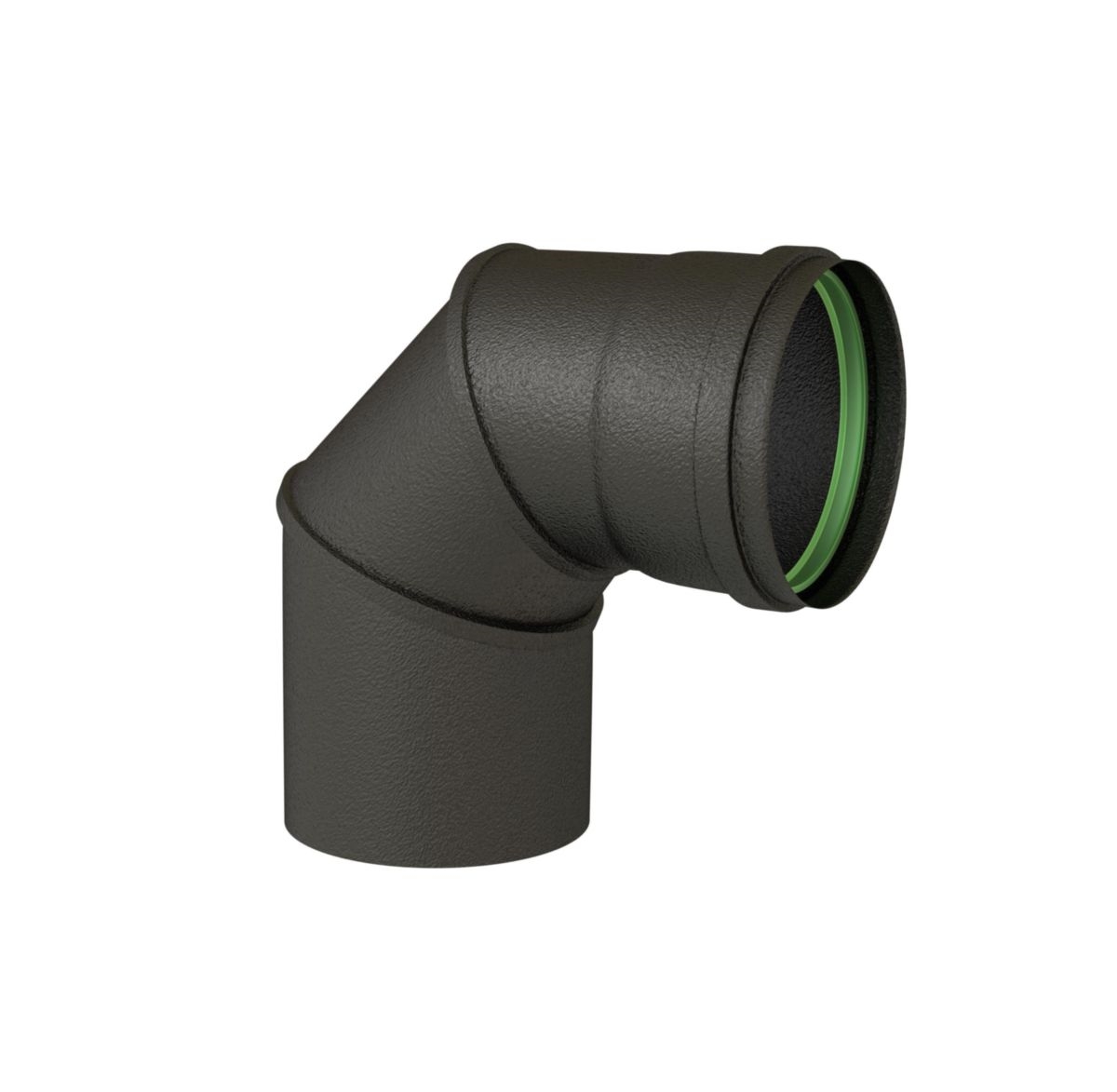 COUDE PELLETS 90° Ø 100 EMAIL NOIR MAT + JOINT VITON