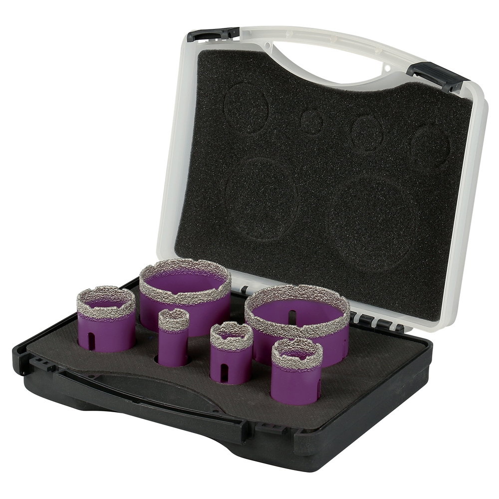 COFFRET DE 6 TREPANS DIAMANT A SEC M14 D.22/30/35/42/68/76