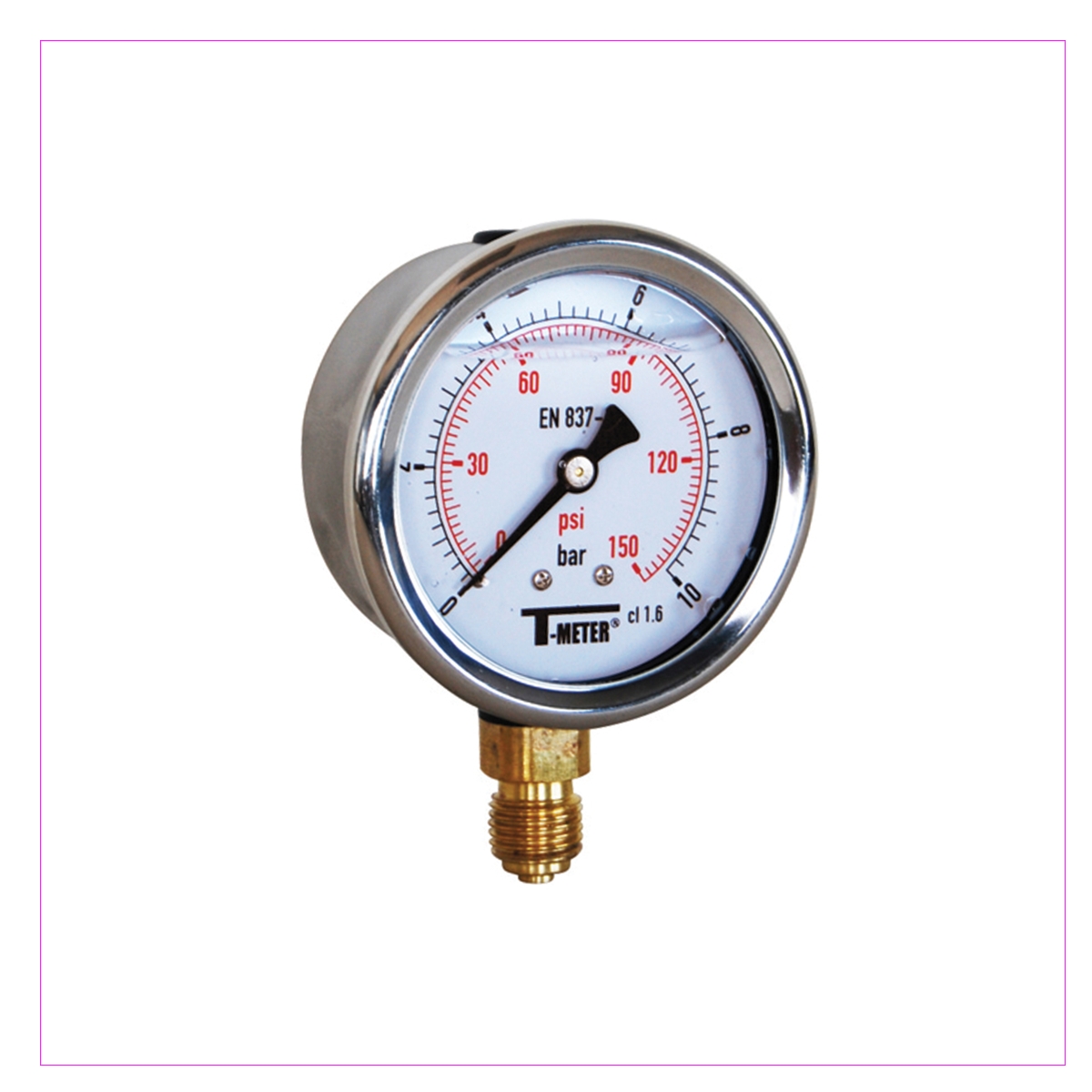 MANOMETRE GLYCERINE AXIAL -1 A +1 BAR 8X13 Ø63MM