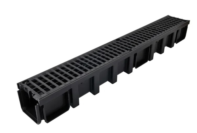 CANIVEAU CONNECTO PVC 1000X130XH115MM+GRILLE POLYAMIDE B125