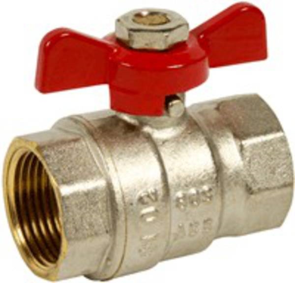 VANNE À SPHÈRE LAITON FF - MANETTE PAPILLON ROUGE SÉRIE 586