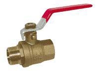 VANNE À SPHÈRE LAITON MF - POIGNÉE ACIER ROUGE SÉRIE 581