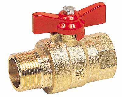 VANNE À SPHÈRE LAITON MF - MANETTE PAPILLON ROUGE SÉRIE 587