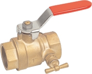 VANNE SPHÈRE À PURGE FF - POIGNÉE ACIER ROUGE SÉRIE 585