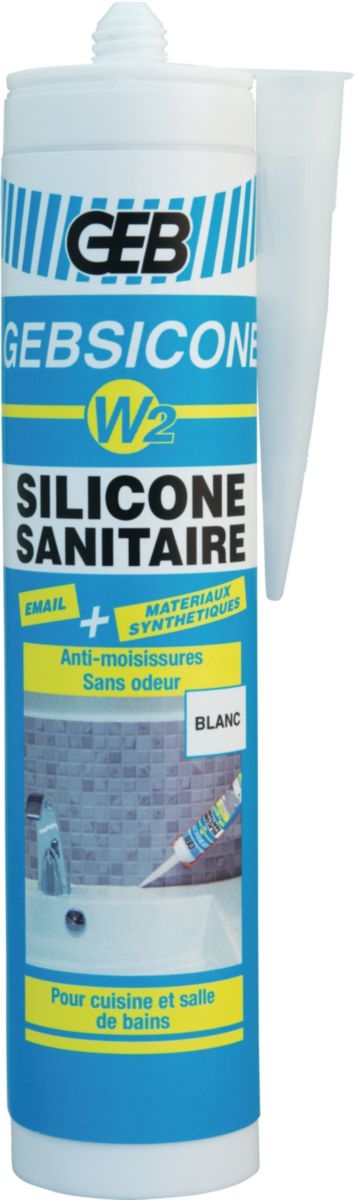MASTIC SILICONE SANITAIRE AVEC FONGICIDE SPÉCIAL ÉMAIL ET ACRYLITE