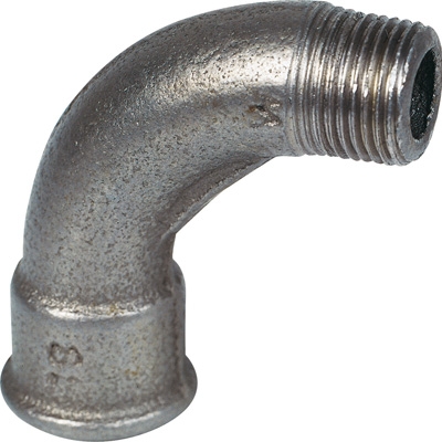 COUDE FONTE MALLÉABLE 90° MF 1 GRAND RAYON NOIR