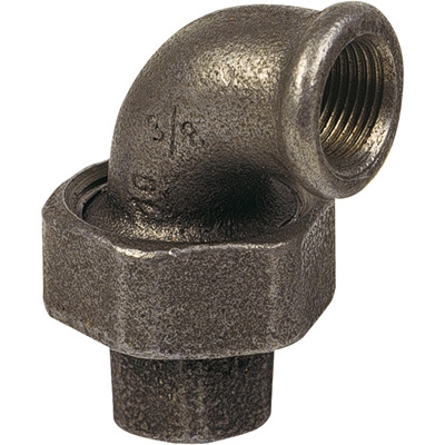 COUDE UNION 90° FONTE MALLÉABLE FF 96 NOIR À PORTÉ CONIQUE