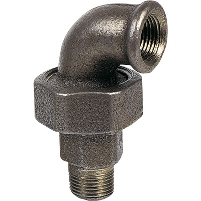 COUDE UNION 90° FONTE MALLÉABLE MF 98 NOIR À PORTÉE CONIQUE