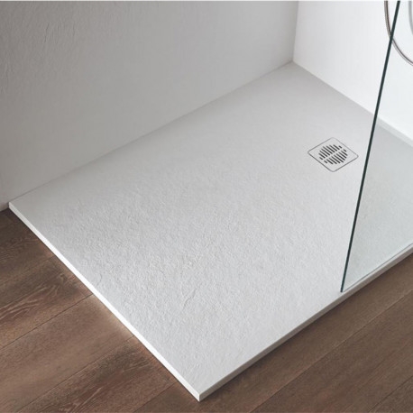 RECEVEUR DOMAO BLANC PN24 180X90X2.8 CM AVEC BONDE ET GRILLE RESINE