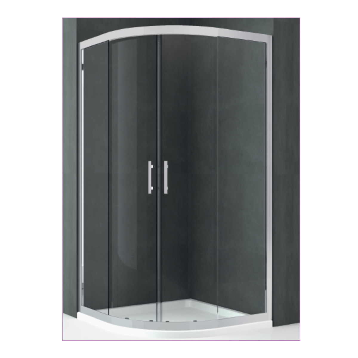 PAROI KALI R 1/4 R 90X90CM PROF.SILVER VERRE CLAIR