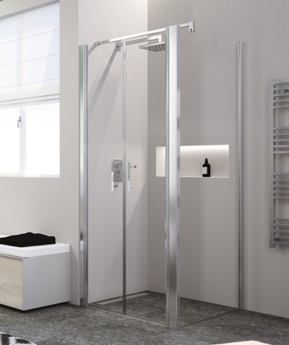 PAROI FIXE LATÉRALE DOMAO SANS CADRE 77/80CM VERRE CLAIR PROFILÉS SILVER POUR P