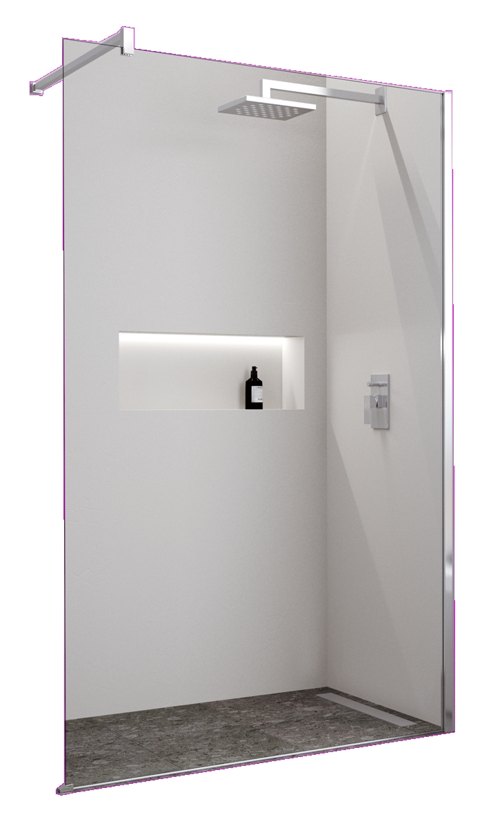 PAROI FIXE SEULE RÉVERSIBLE VERRE CLAIR PROFILÉS SILVER