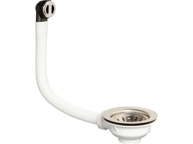 BONDE PLASTIQUE ÉVIER Ø 84MM À PANIER ET COMMANDE MANUELLE