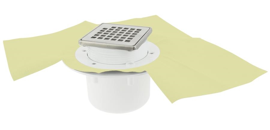 SIPHON 10X10 POUR SOL CARRELE Ø50MM GRILLE INOX