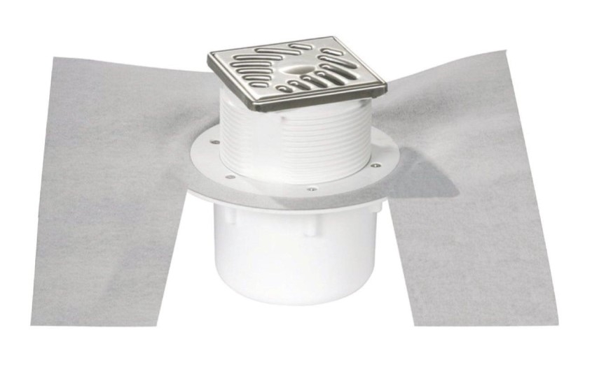 SIPHON 10X10 POUR SOL CARRELE Ø50MM VER. GRILLE INOX